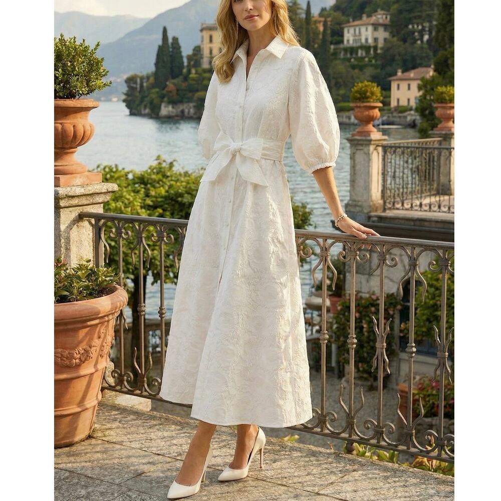 TRISH SCULLY Florence Jacquard Floral Dress in White Size XL New with Tag